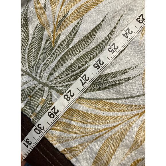 Tahari 100% Linen Button‎ Front Blouse 2X Tropical Leaf Print Long Sleeve Top - Picture 10 of 11